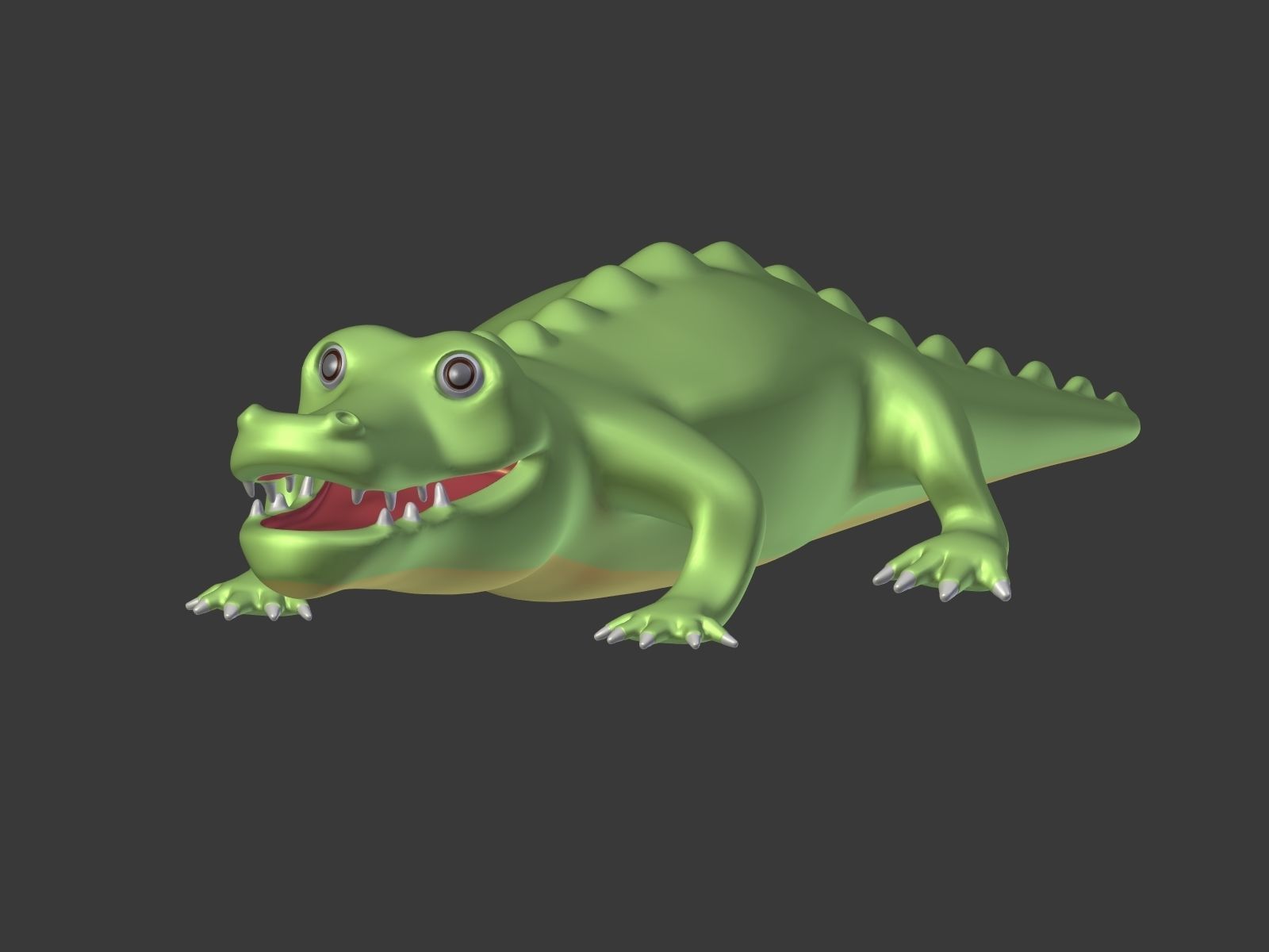 Cartoon Crocodile Low-poly 3D model_4
