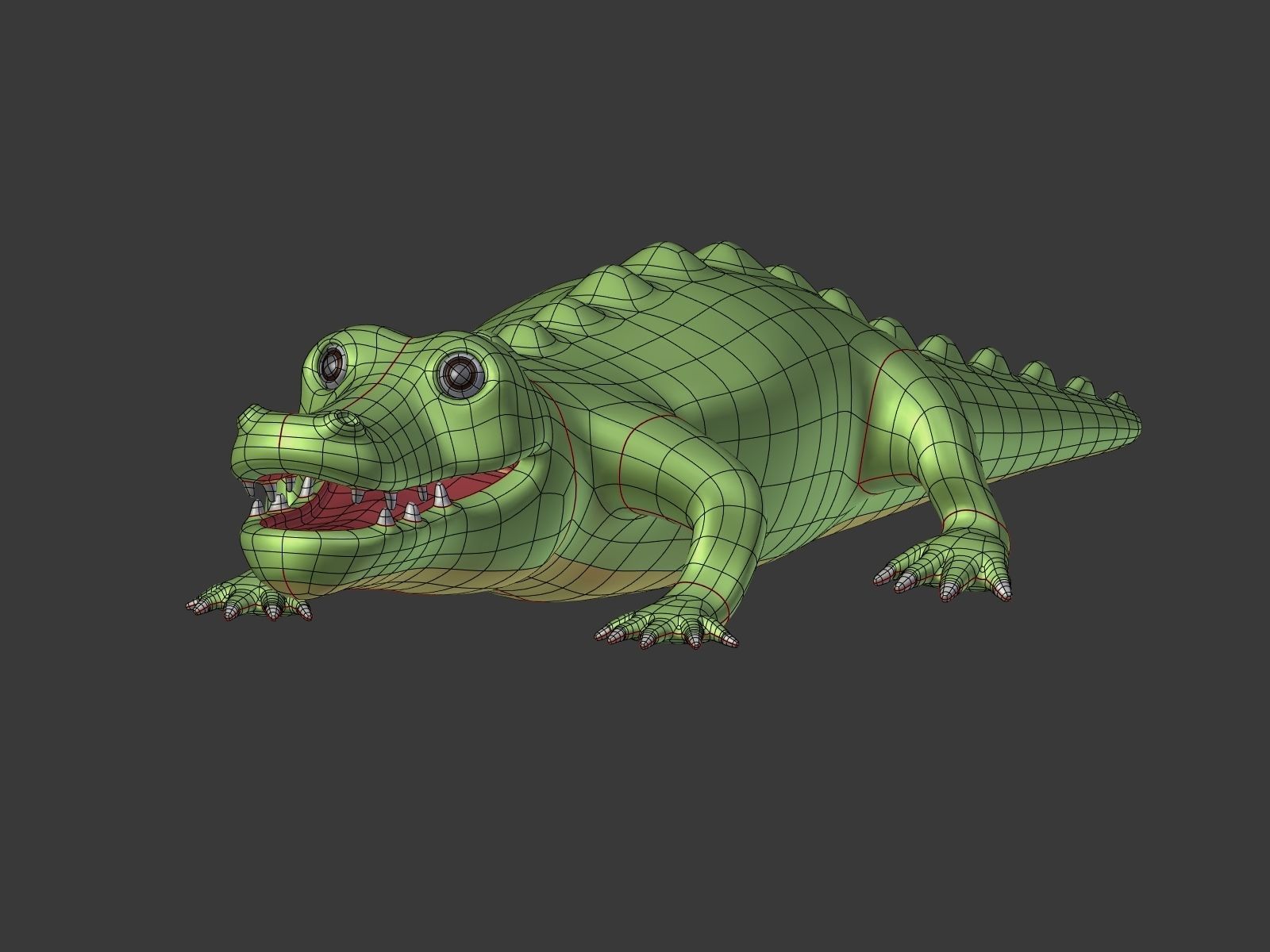 Cartoon Crocodile Low-poly 3D model_5
