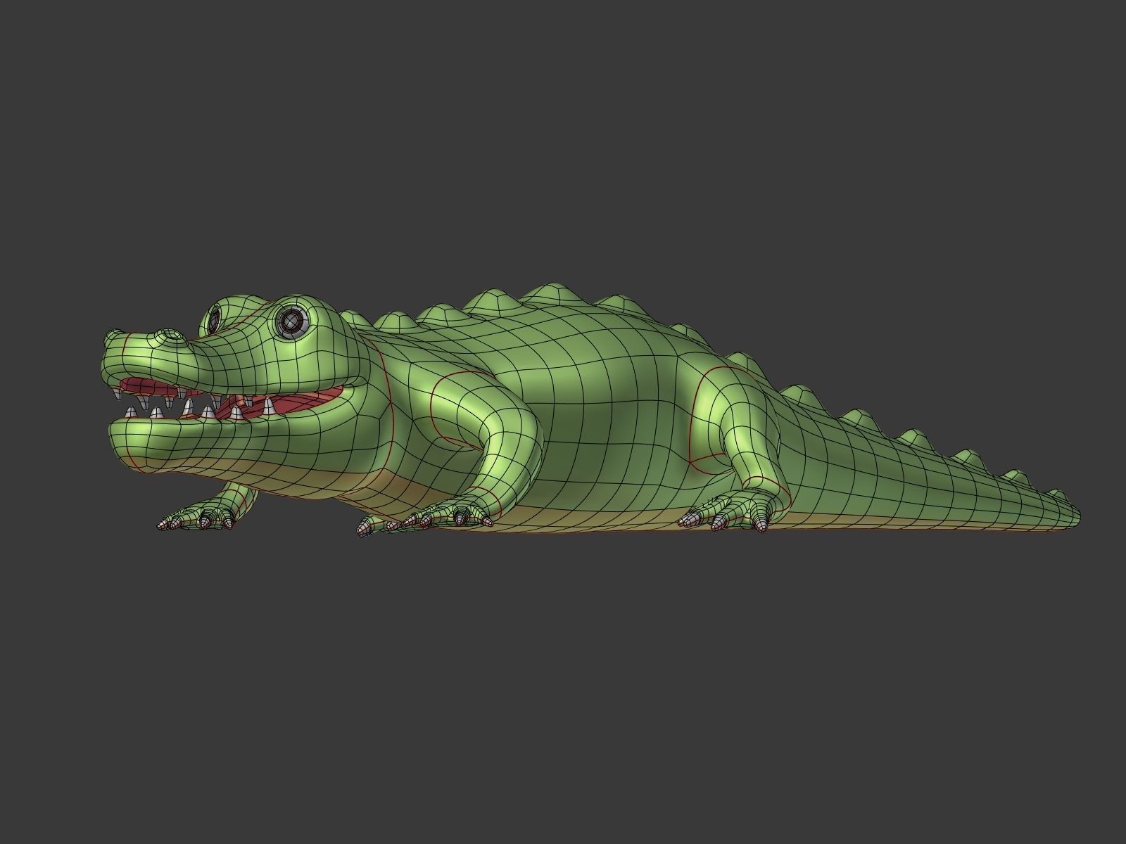 Cartoon Crocodile Low-poly 3D model_13