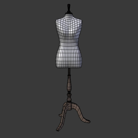 Mannequin Female - Sewing Dummy Low-poly 3D model_4