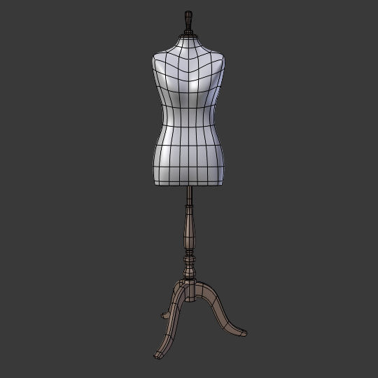 Mannequin Female - Sewing Dummy Low-poly 3D model_3