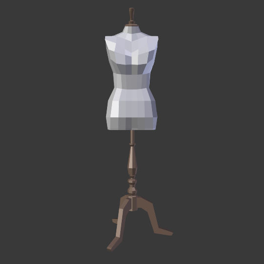 Mannequin Female - Sewing Dummy Low-poly 3D model_7