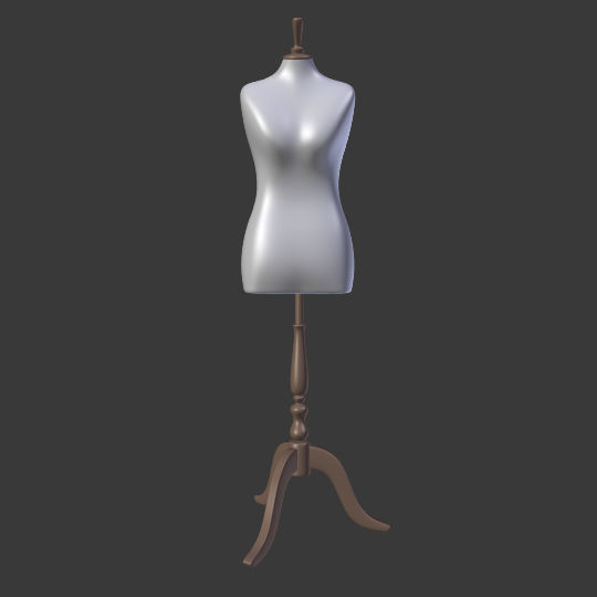 Mannequin Female - Sewing Dummy Low-poly 3D model_6
