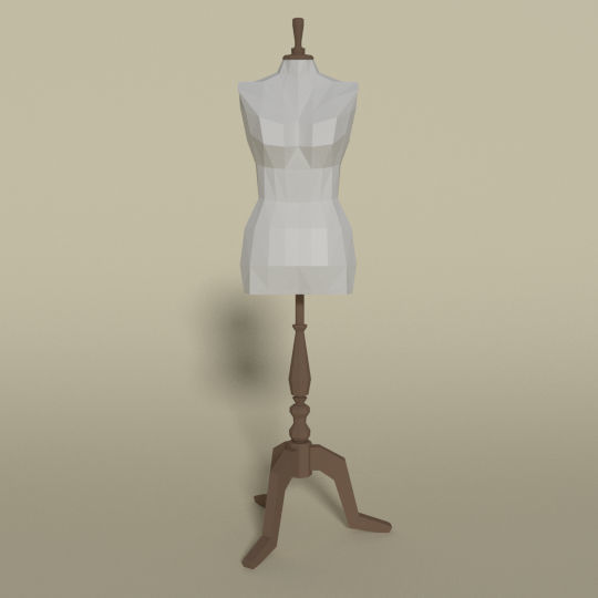 Mannequin Female - Sewing Dummy Low-poly 3D model_1