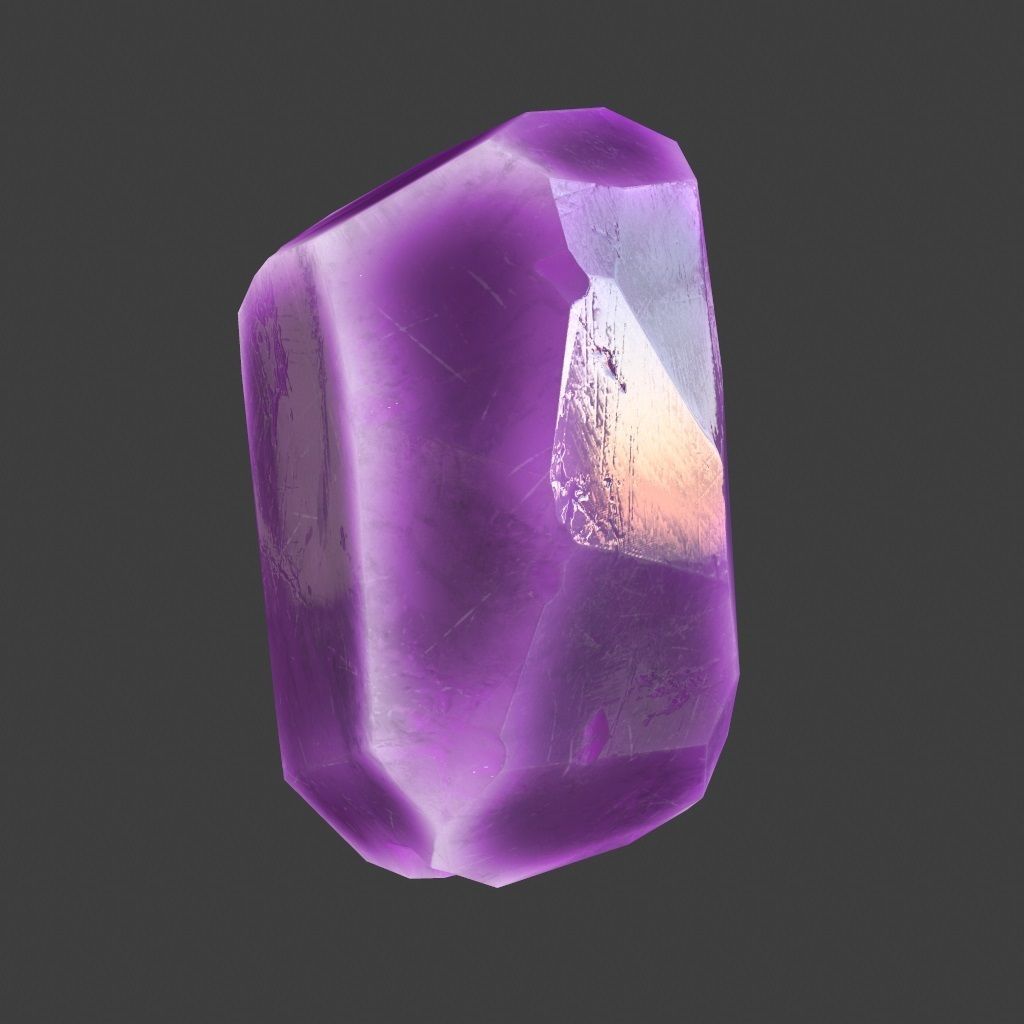 crystal amethyst stone Low-poly 3D model_1