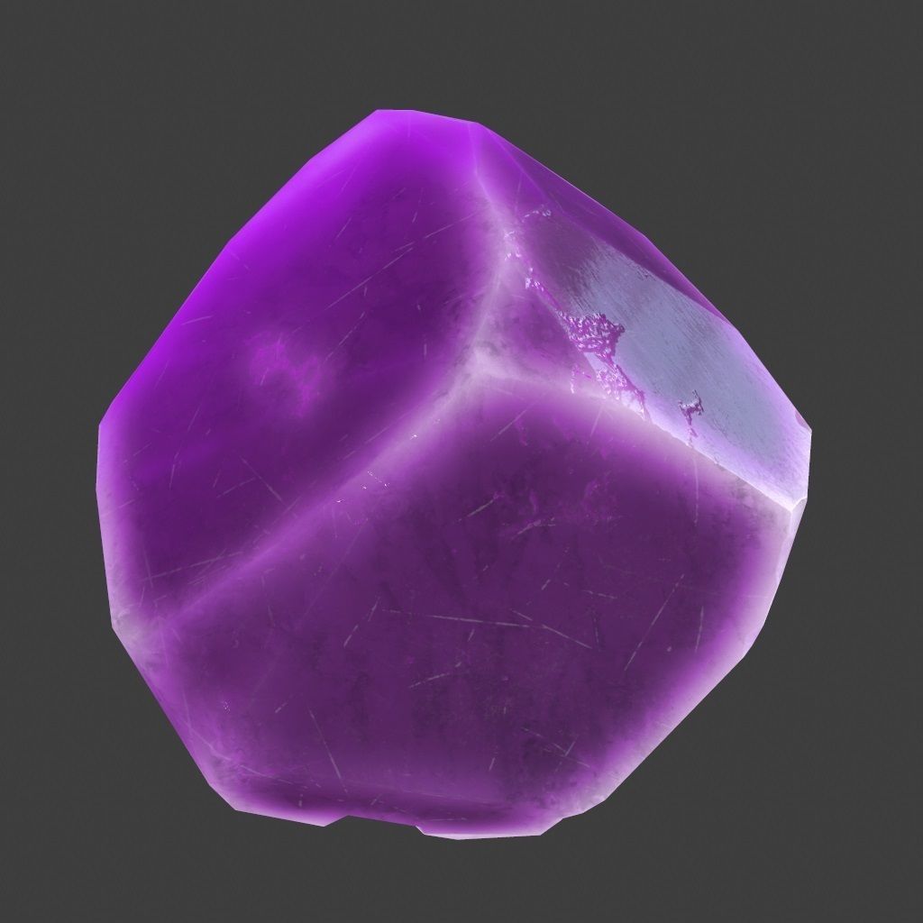 crystal amethyst stone Low-poly 3D model_9