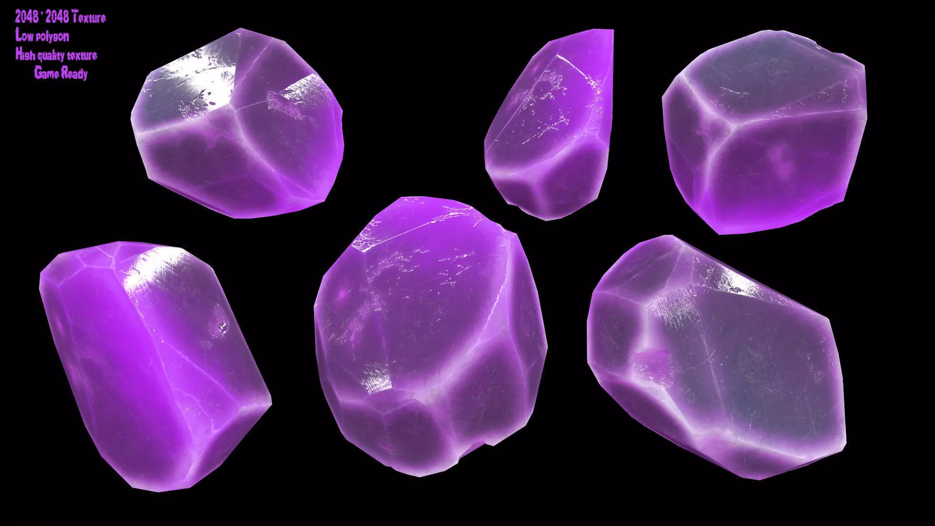 crystal amethyst stone Low-poly 3D model_0