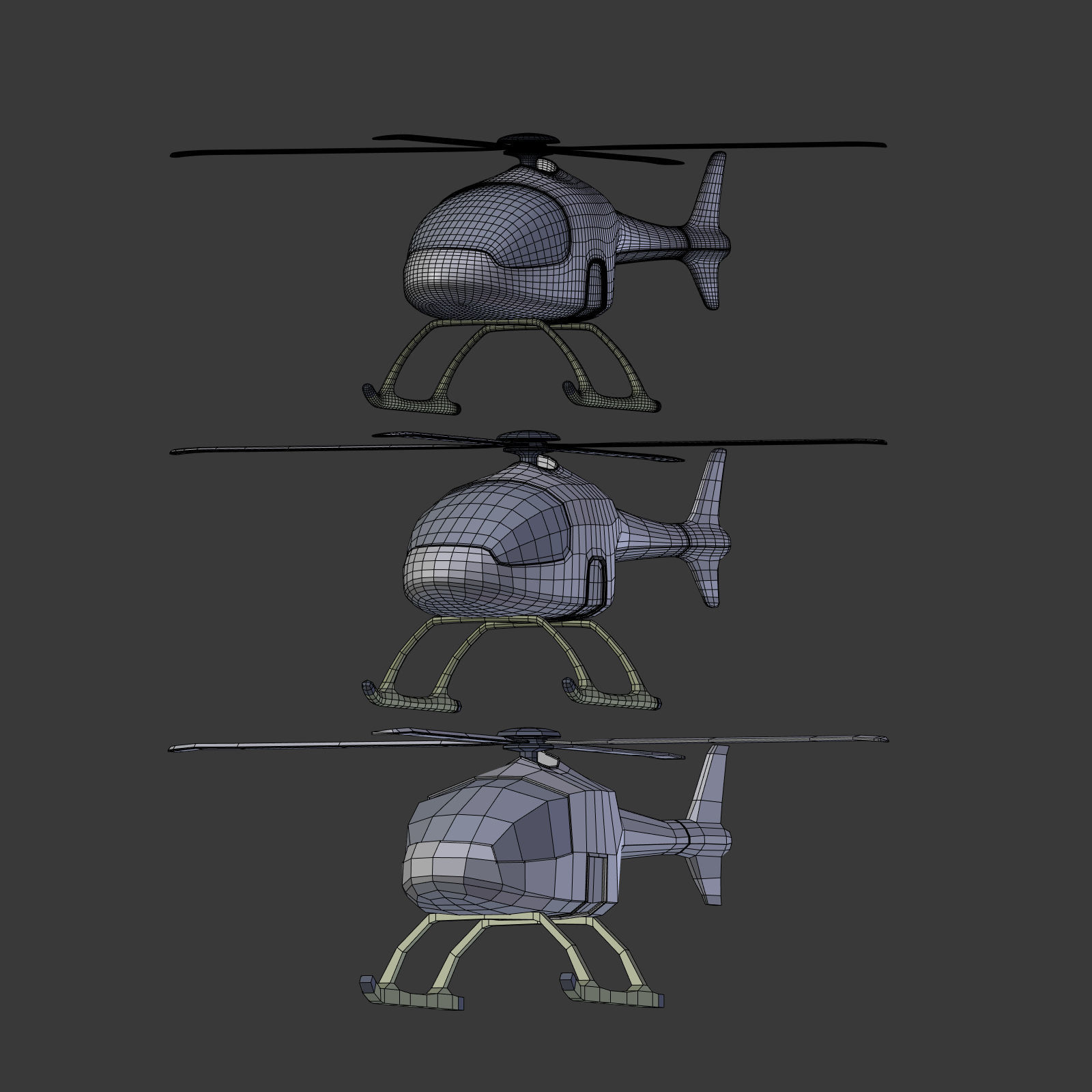 Cartoon Fantasy Futuristic Helicopter Low-poly 3D model_20