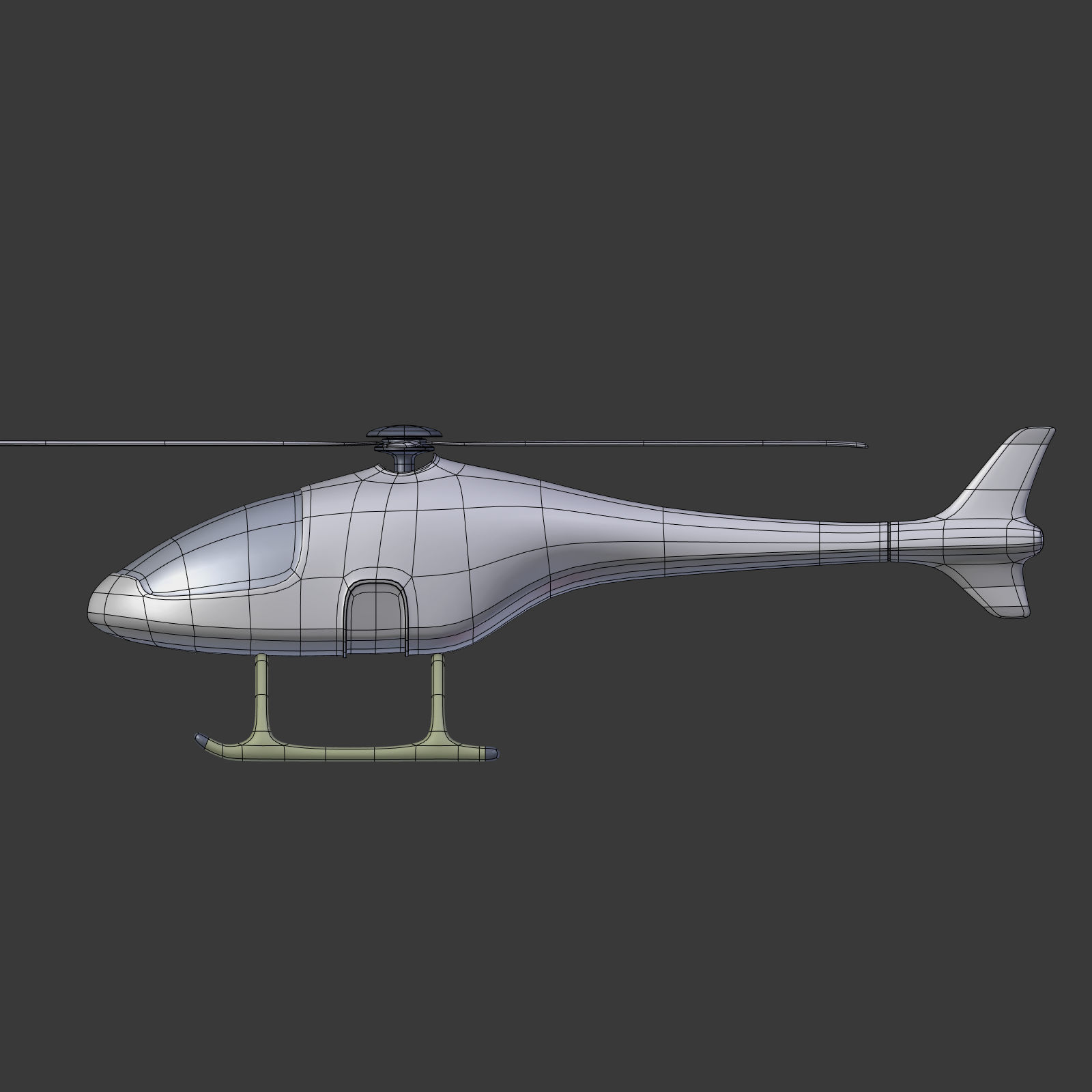 Cartoon Fantasy Futuristic Helicopter Low-poly 3D model_8
