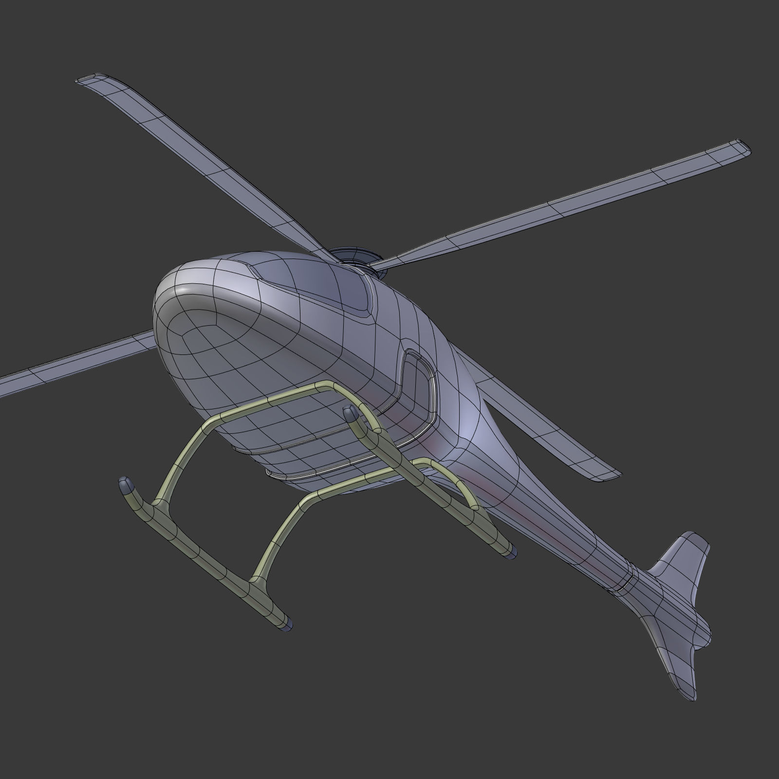 Cartoon Fantasy Futuristic Helicopter Low-poly 3D model_14