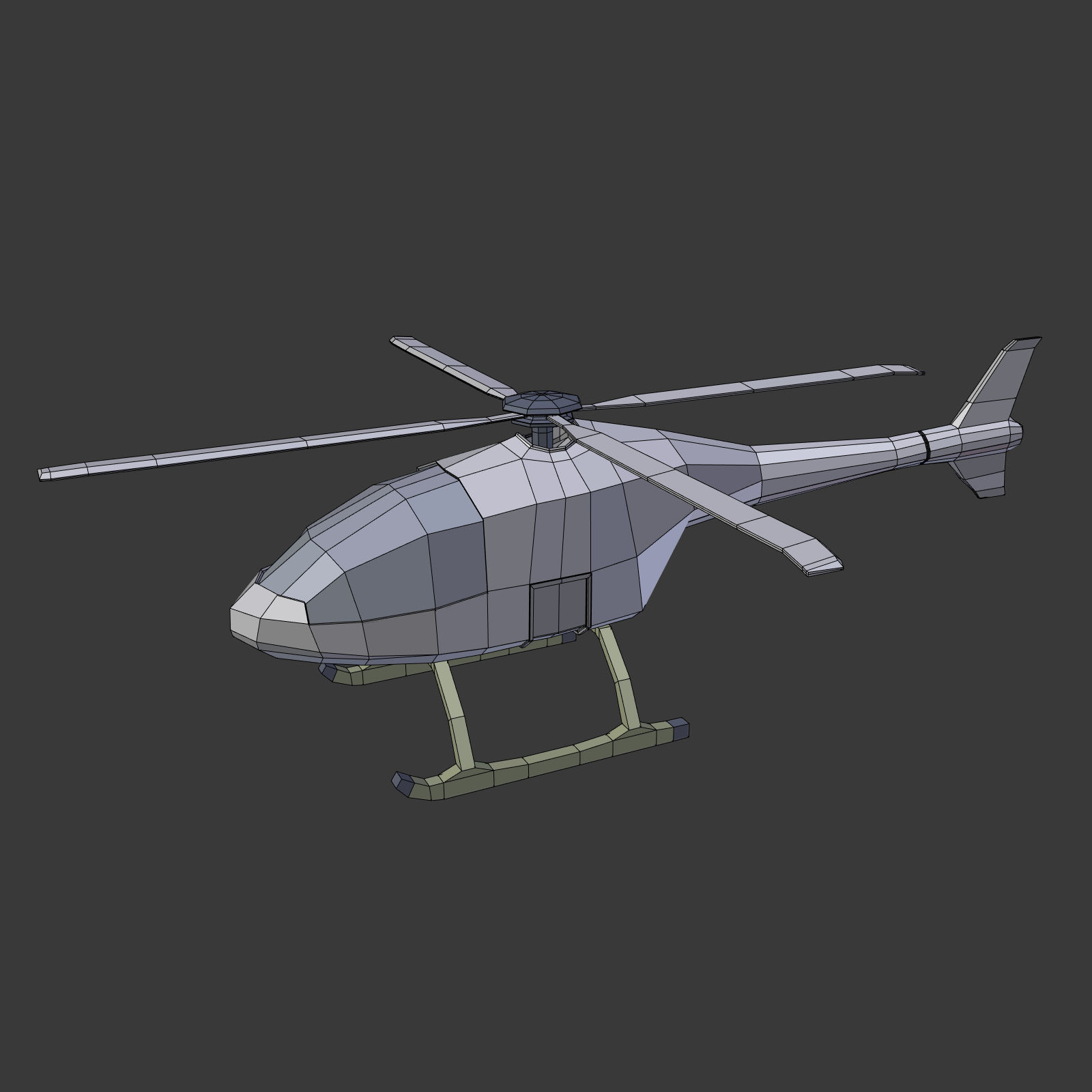Cartoon Fantasy Futuristic Helicopter Low-poly 3D model_1