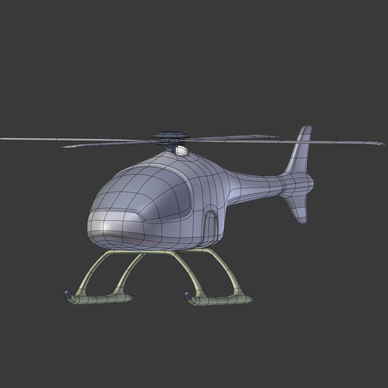 Cartoon Fantasy Futuristic Helicopter Low-poly 3D model_6