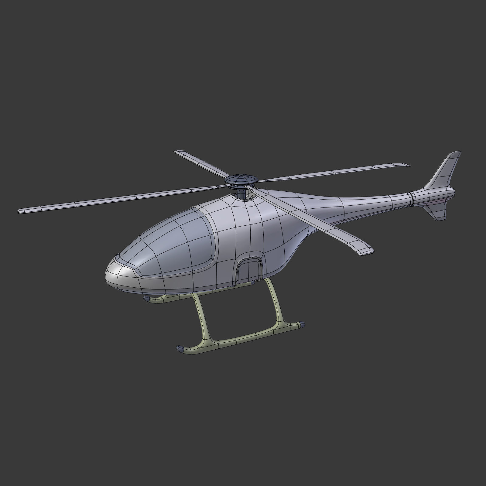 Cartoon Fantasy Futuristic Helicopter Low-poly 3D model_2