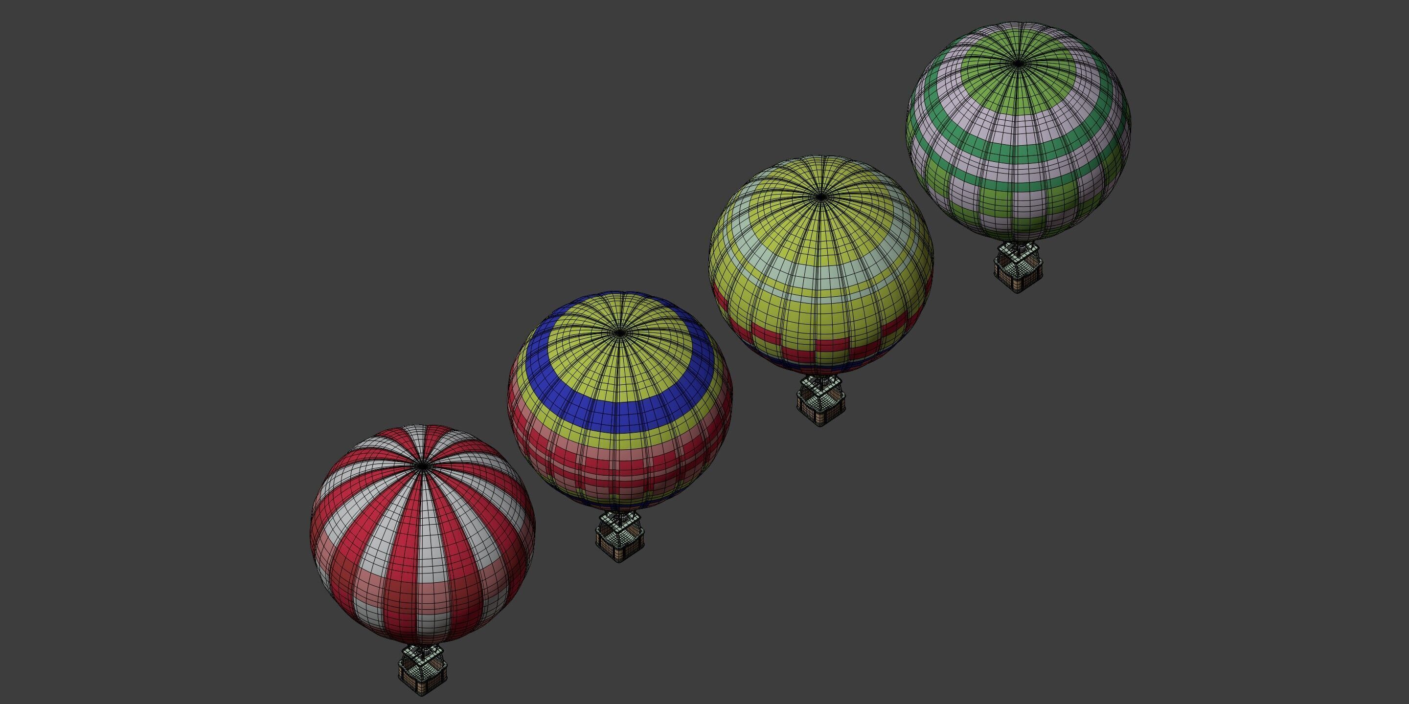 Hot Air Balloons Low-poly 3D model_8