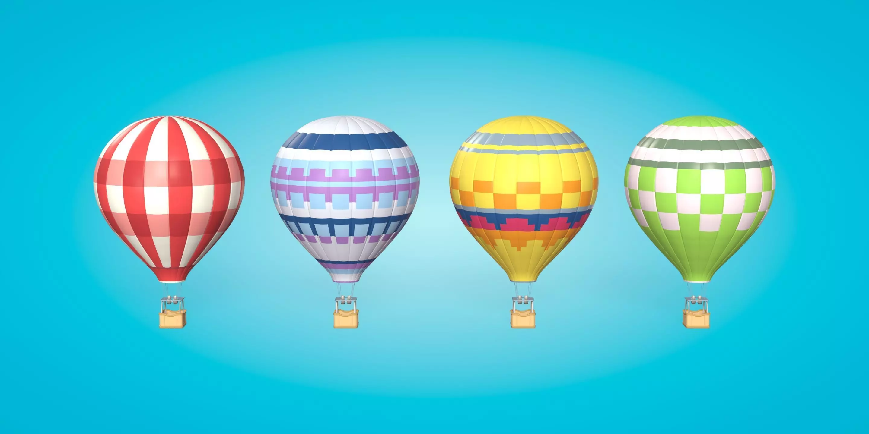 Hot Air Balloons Low-poly 3D model_0