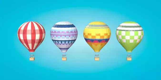 Hot Air Balloons Low-poly 3D model