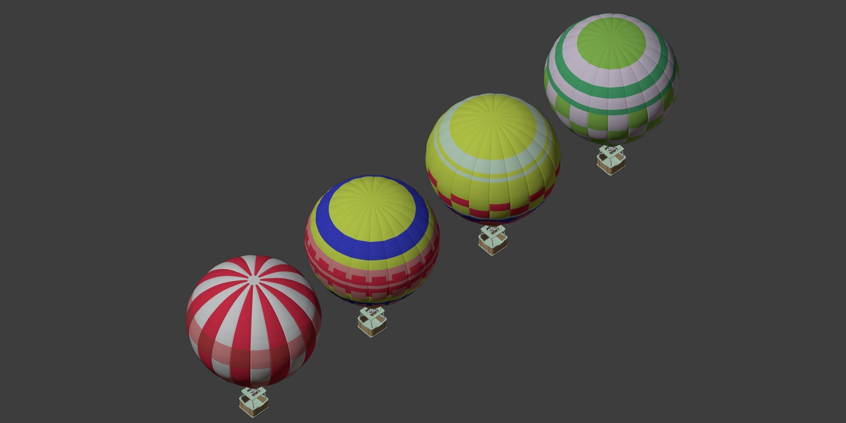 Hot Air Balloons Low-poly 3D model_7