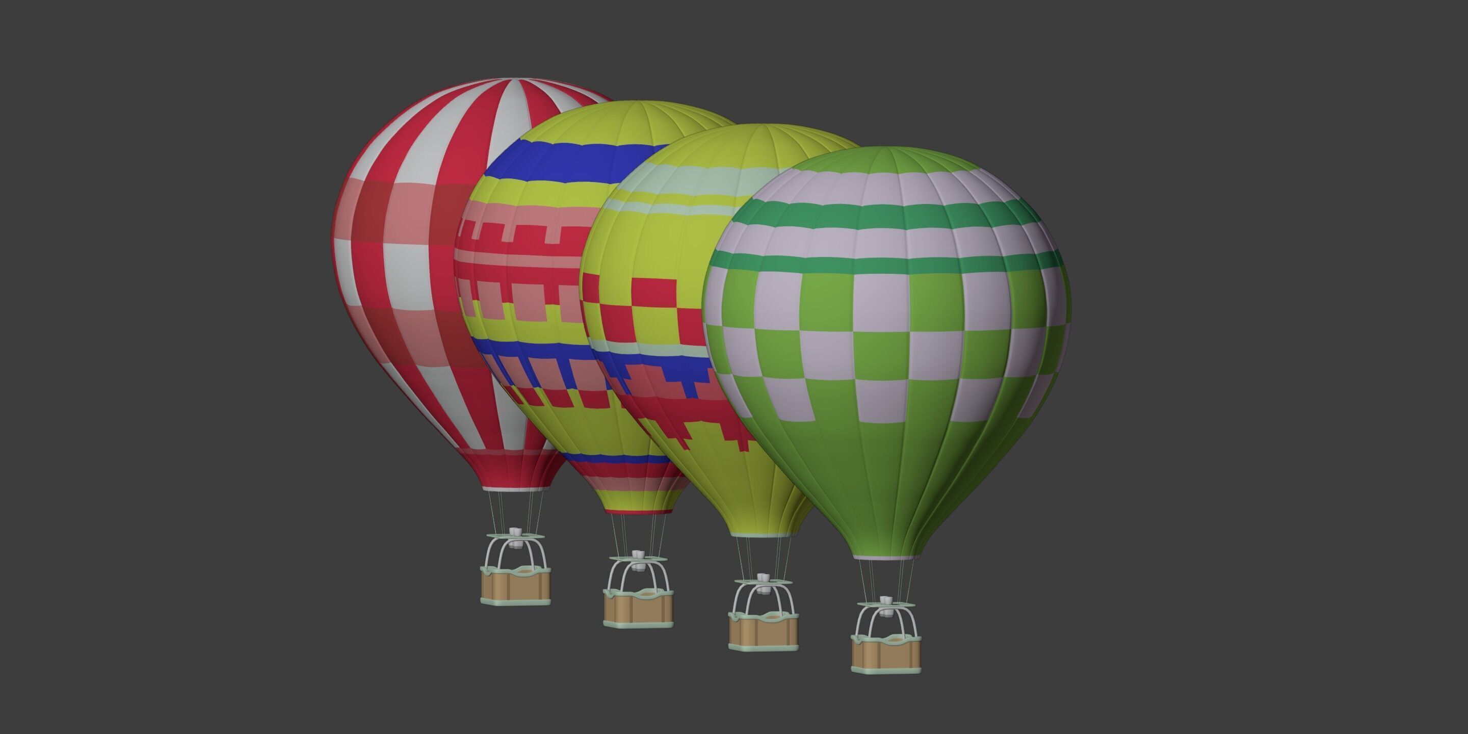 Hot Air Balloons Low-poly 3D model_11