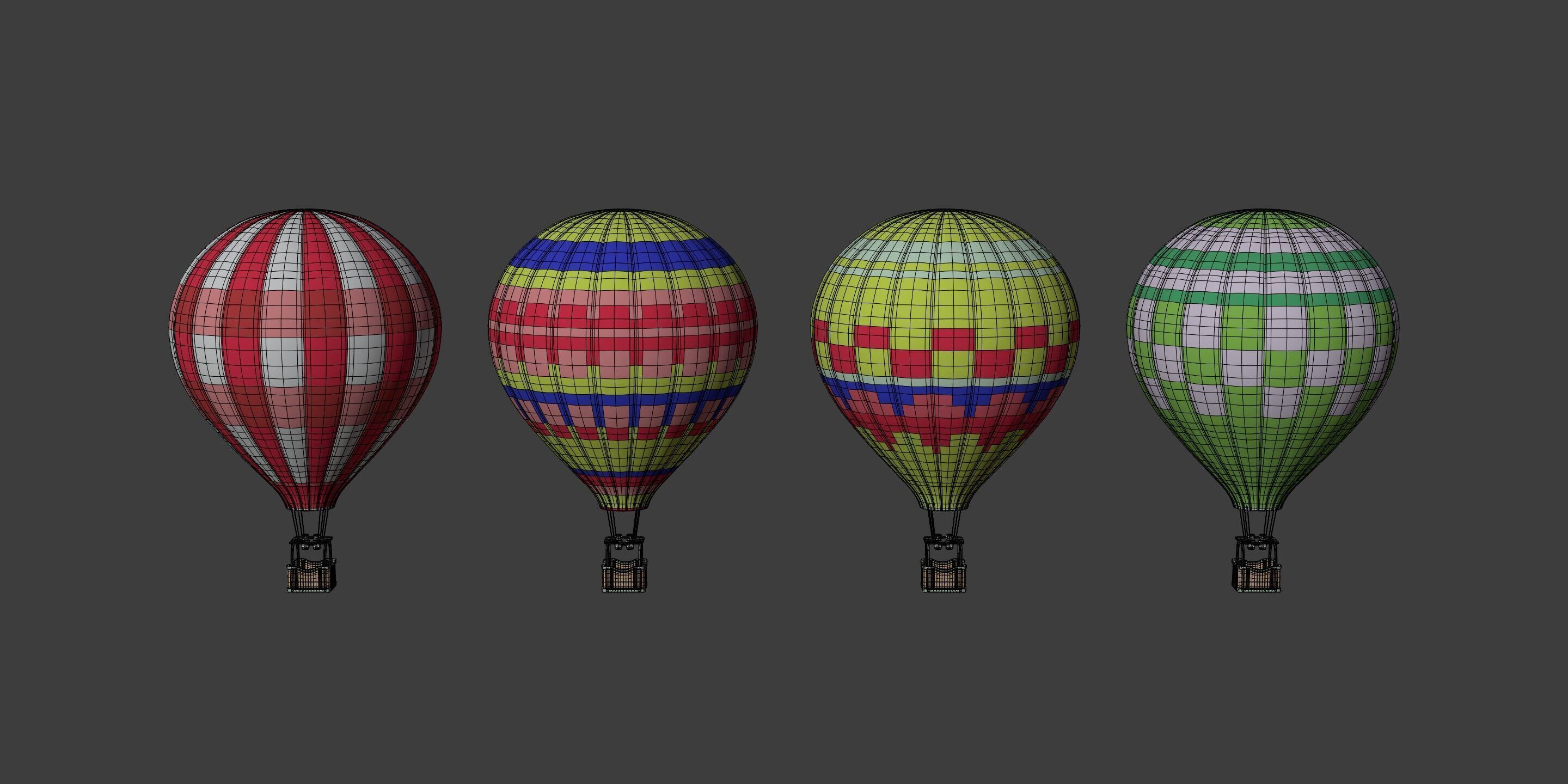 Hot Air Balloons Low-poly 3D model_2