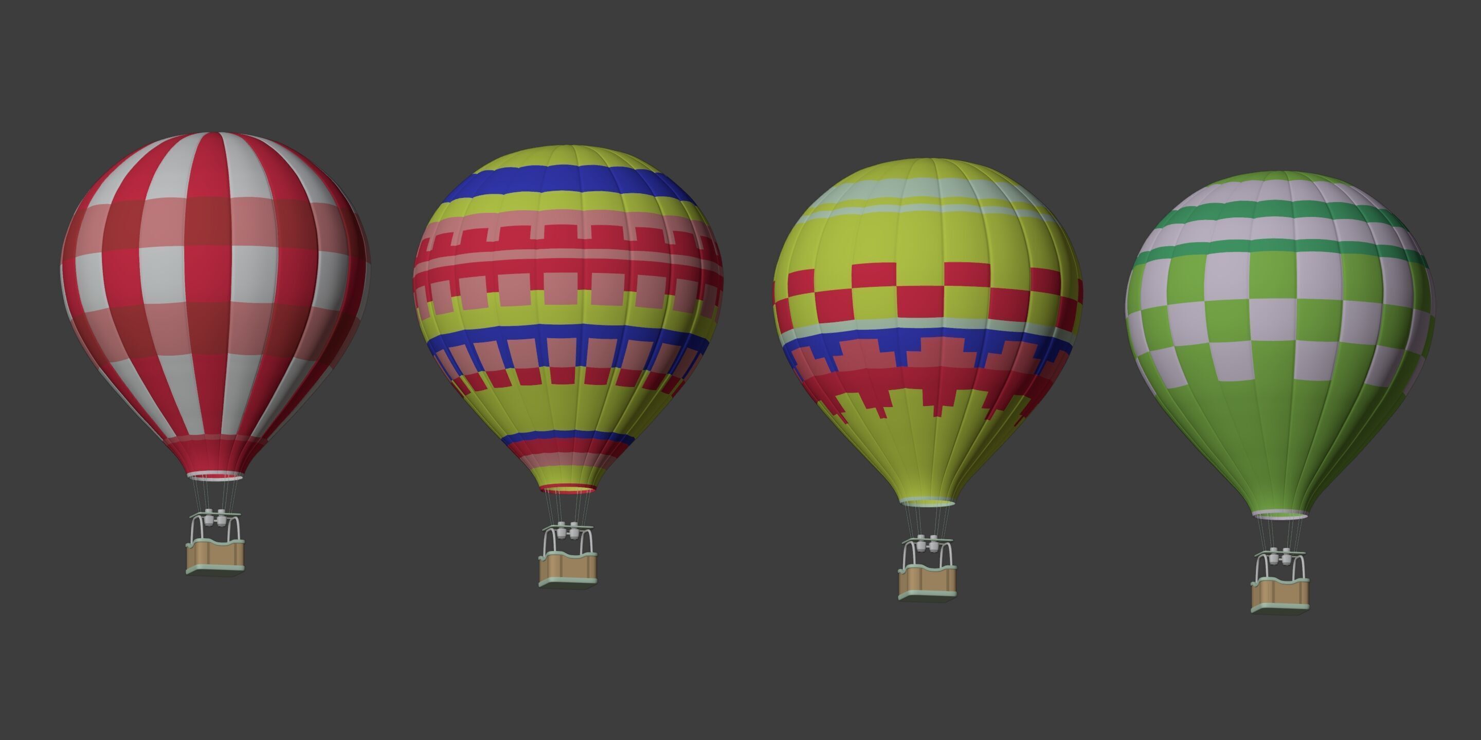 Hot Air Balloons Low-poly 3D model_5