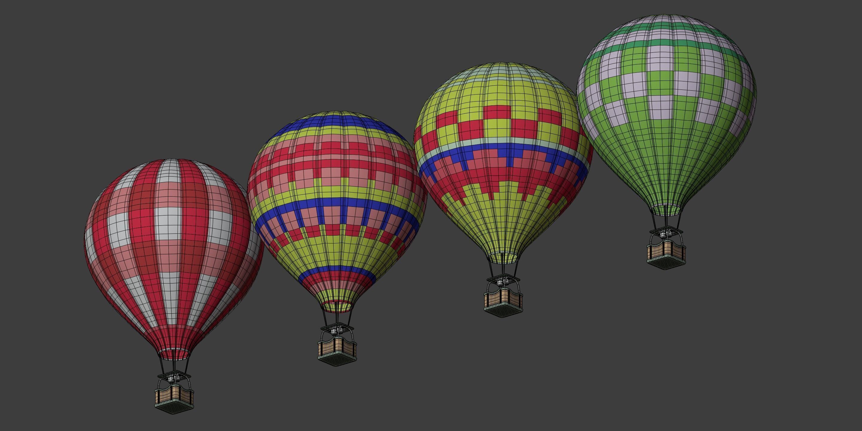 Hot Air Balloons Low-poly 3D model_14