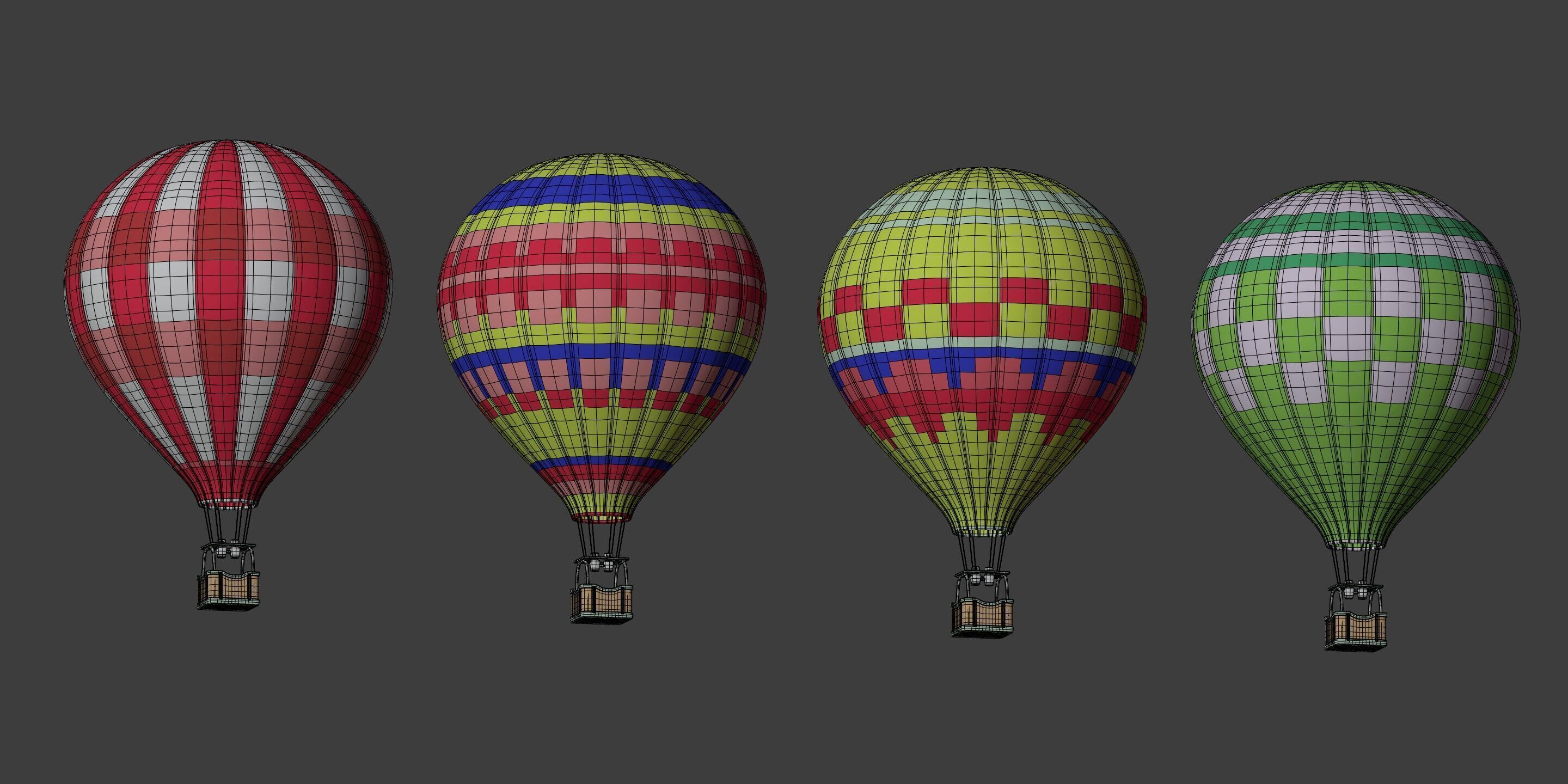 Hot Air Balloons Low-poly 3D model_6