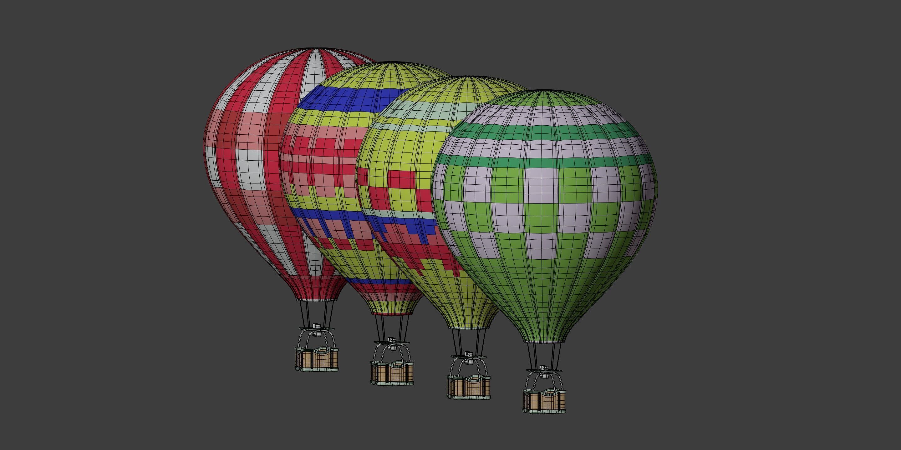 Hot Air Balloons Low-poly 3D model_12