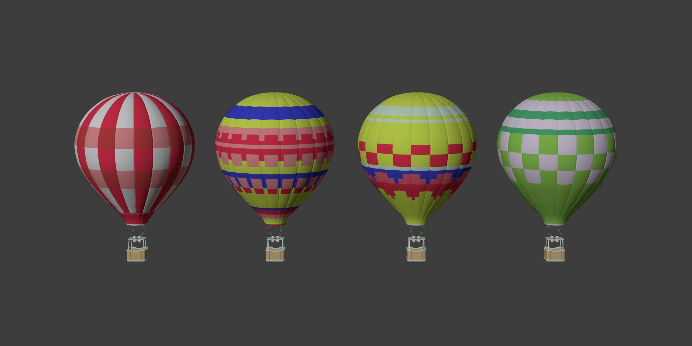 Hot Air Balloons Low-poly 3D model_1