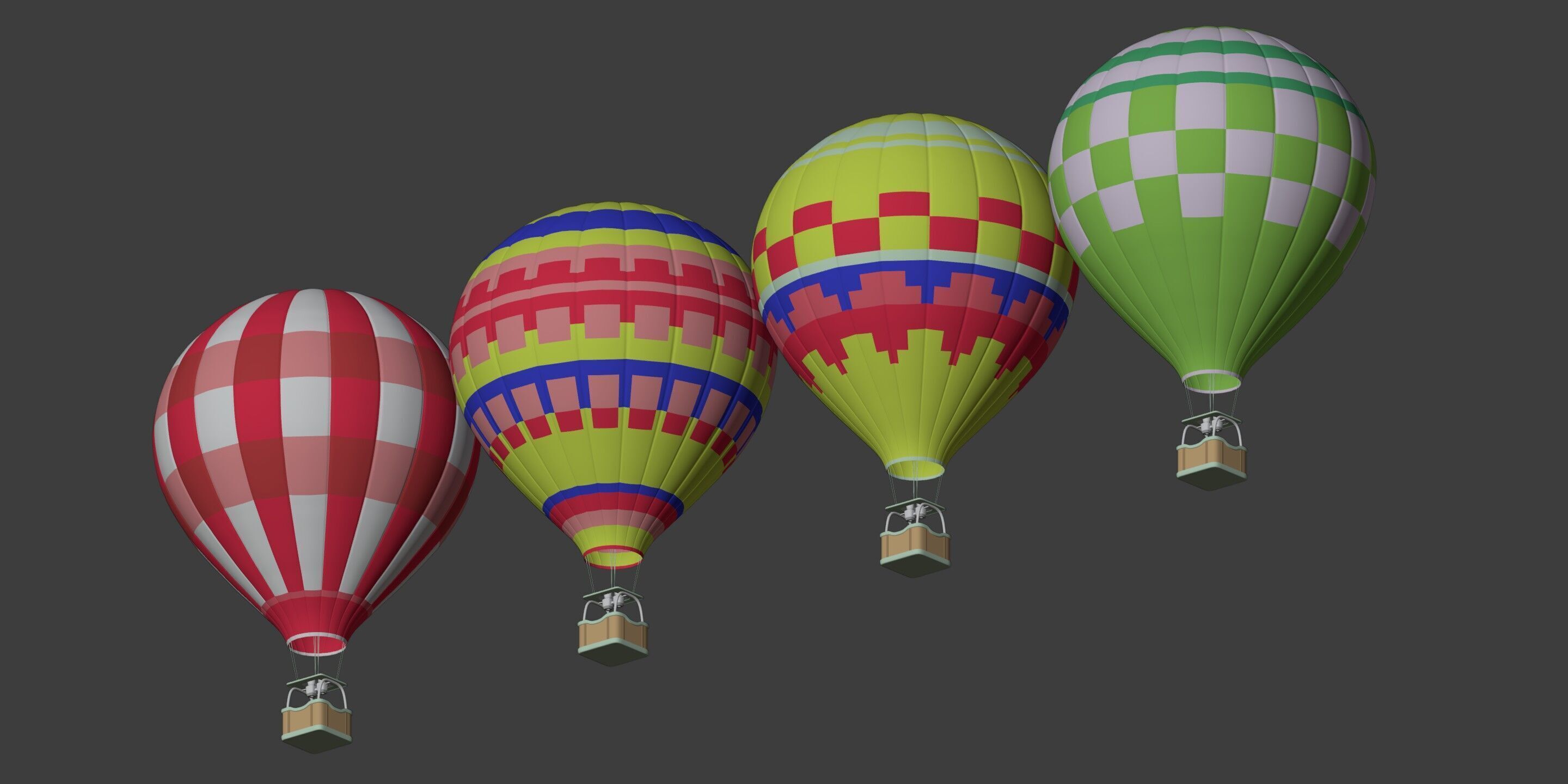 Hot Air Balloons Low-poly 3D model_13