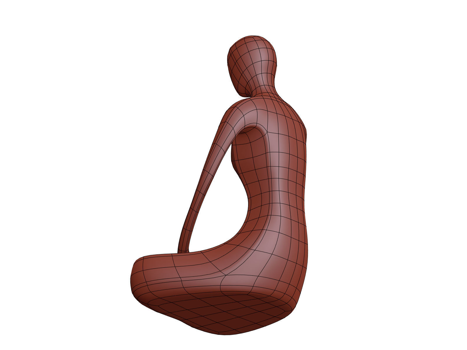 Abstract Meditation Woman Figurine Low-poly 3D model_22