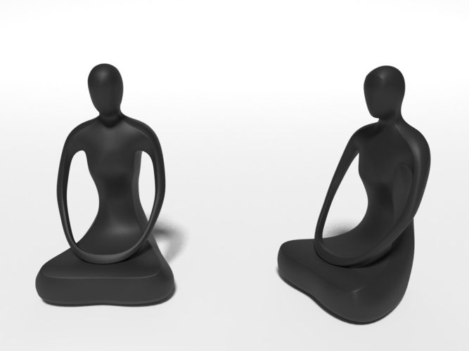 Abstract Meditation Woman Figurine Low-poly 3D model