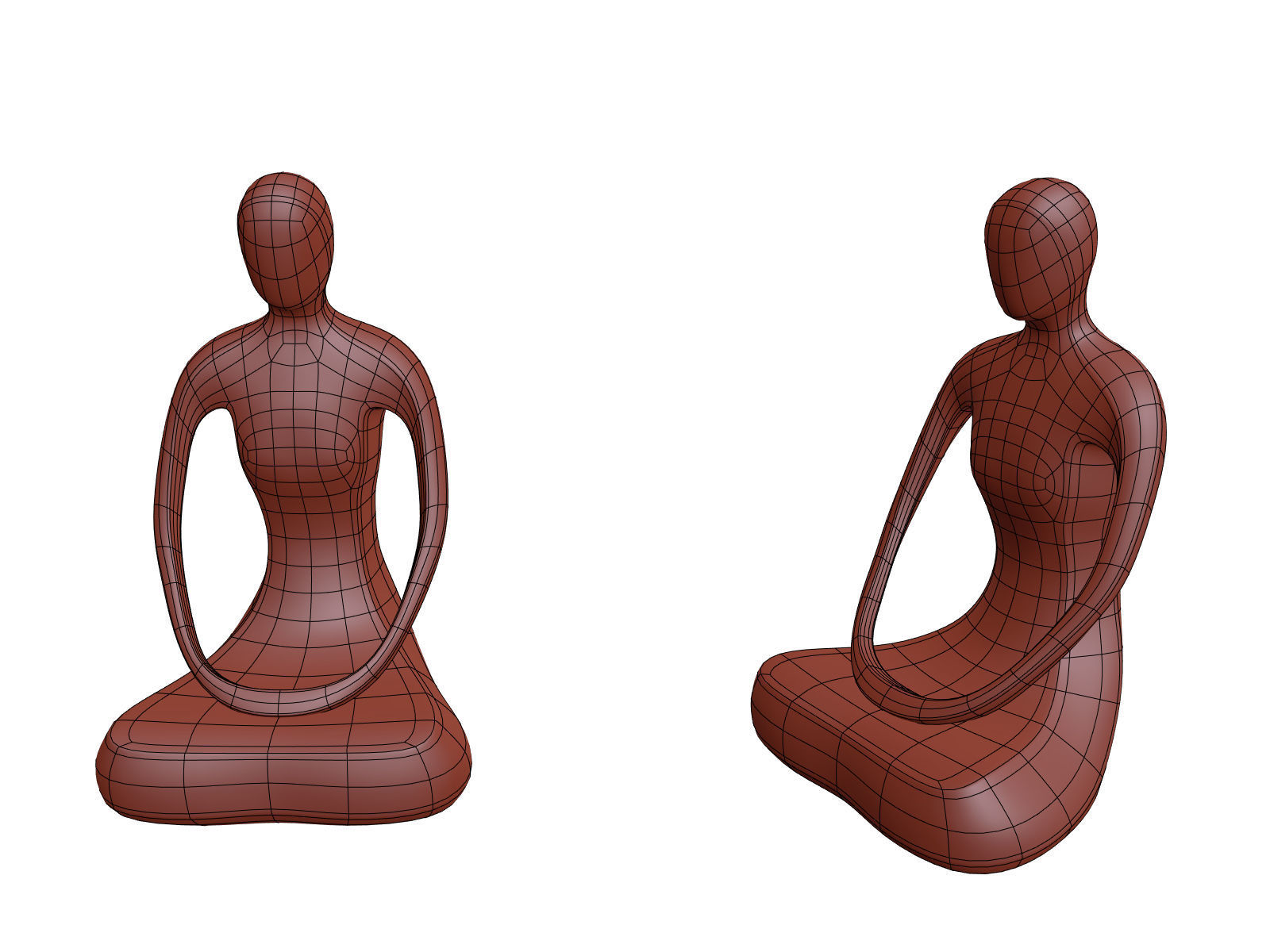 Abstract Meditation Woman Figurine Low-poly 3D model_2