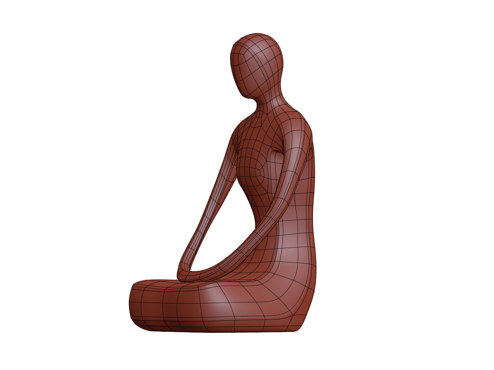 Abstract Meditation Woman Figurine Low-poly 3D model_9
