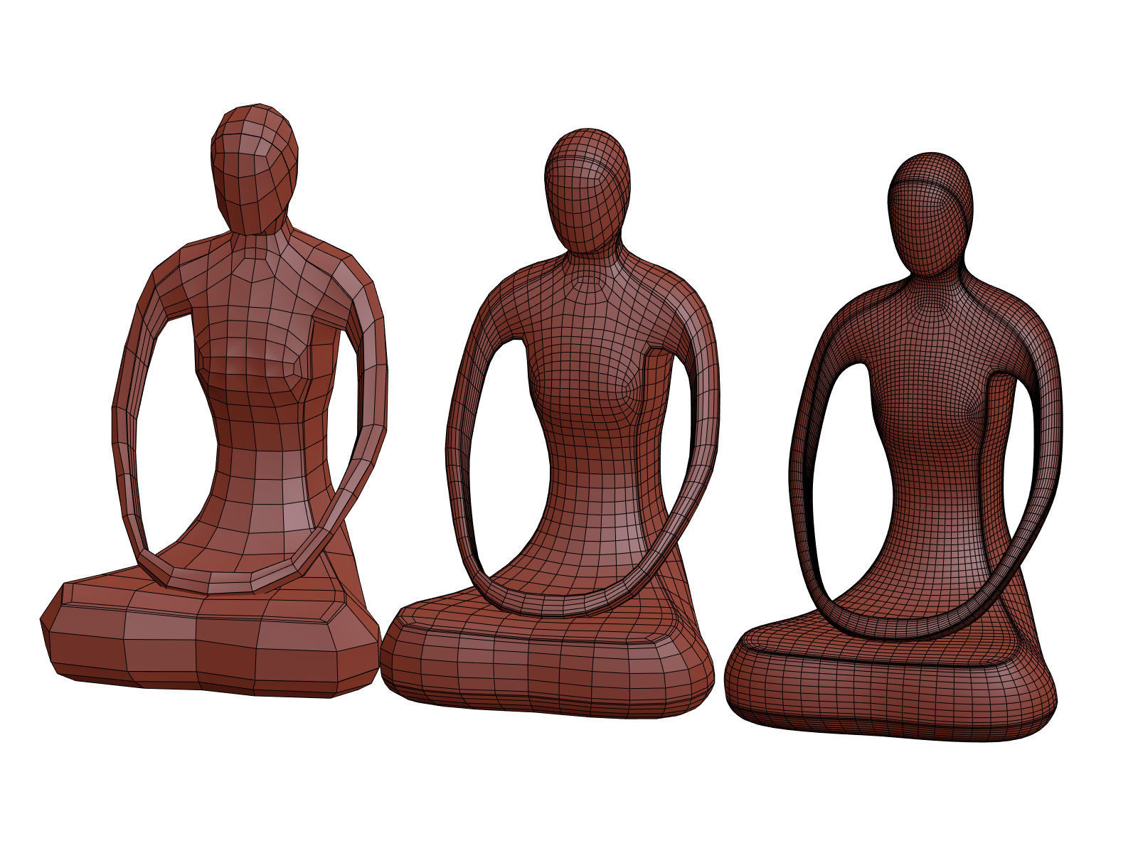 Abstract Meditation Woman Figurine Low-poly 3D model_24
