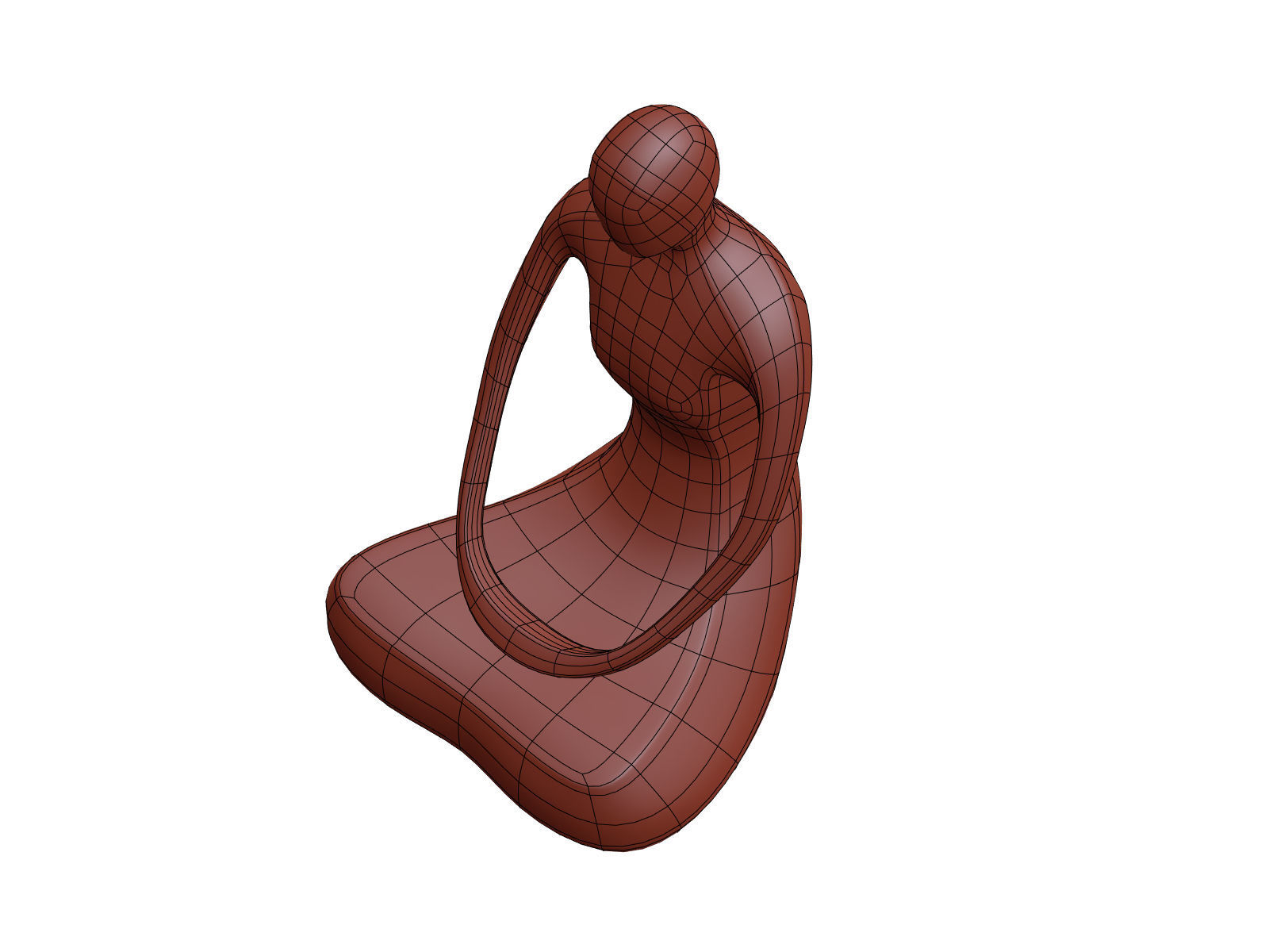 Abstract Meditation Woman Figurine Low-poly 3D model_14