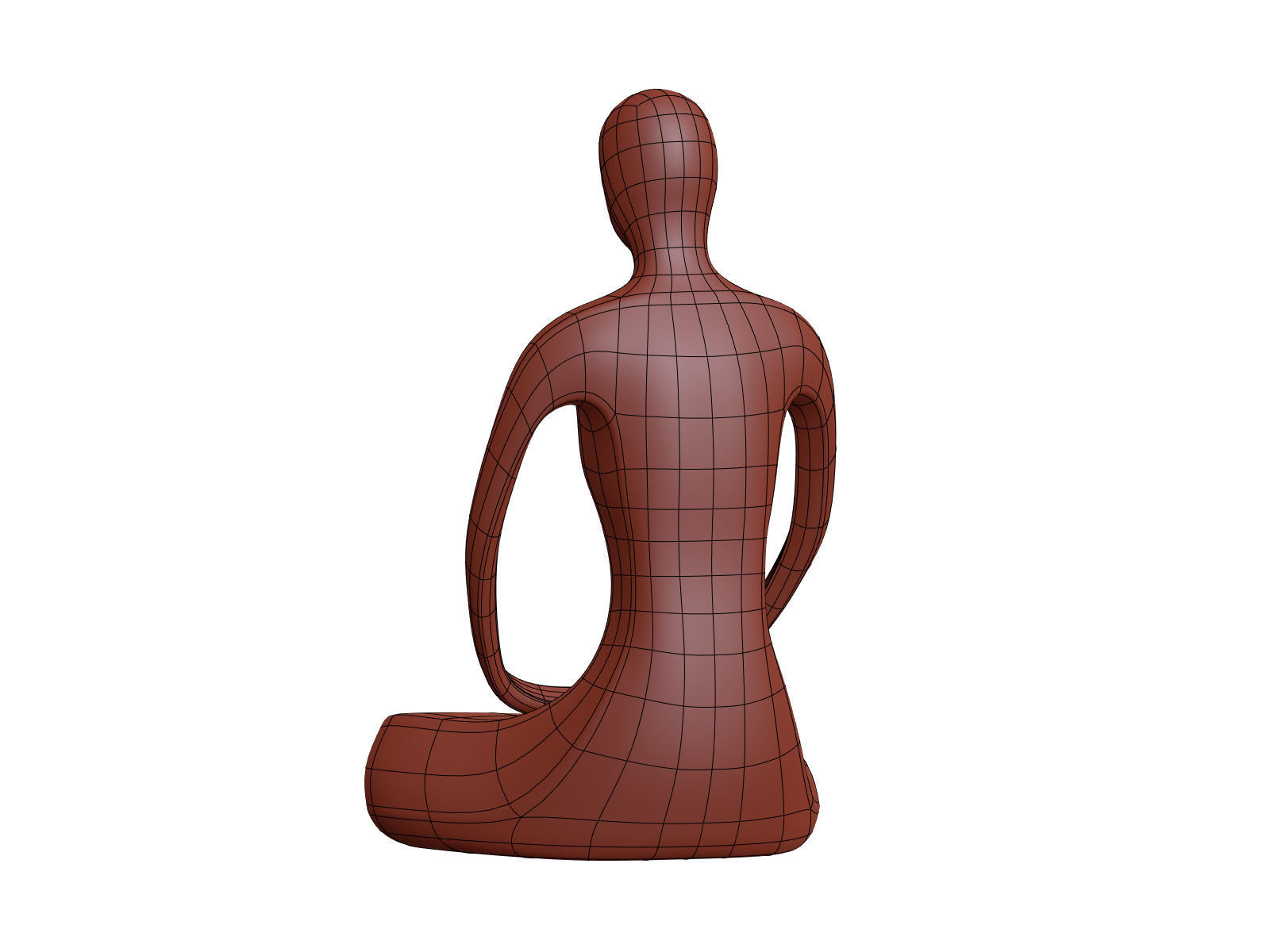 Abstract Meditation Woman Figurine Low-poly 3D model_12