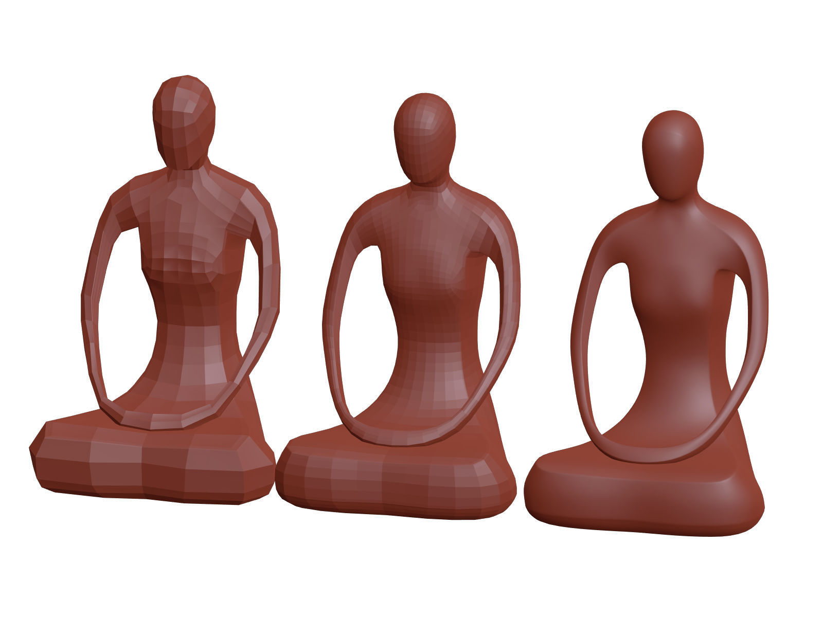 Abstract Meditation Woman Figurine Low-poly 3D model_23