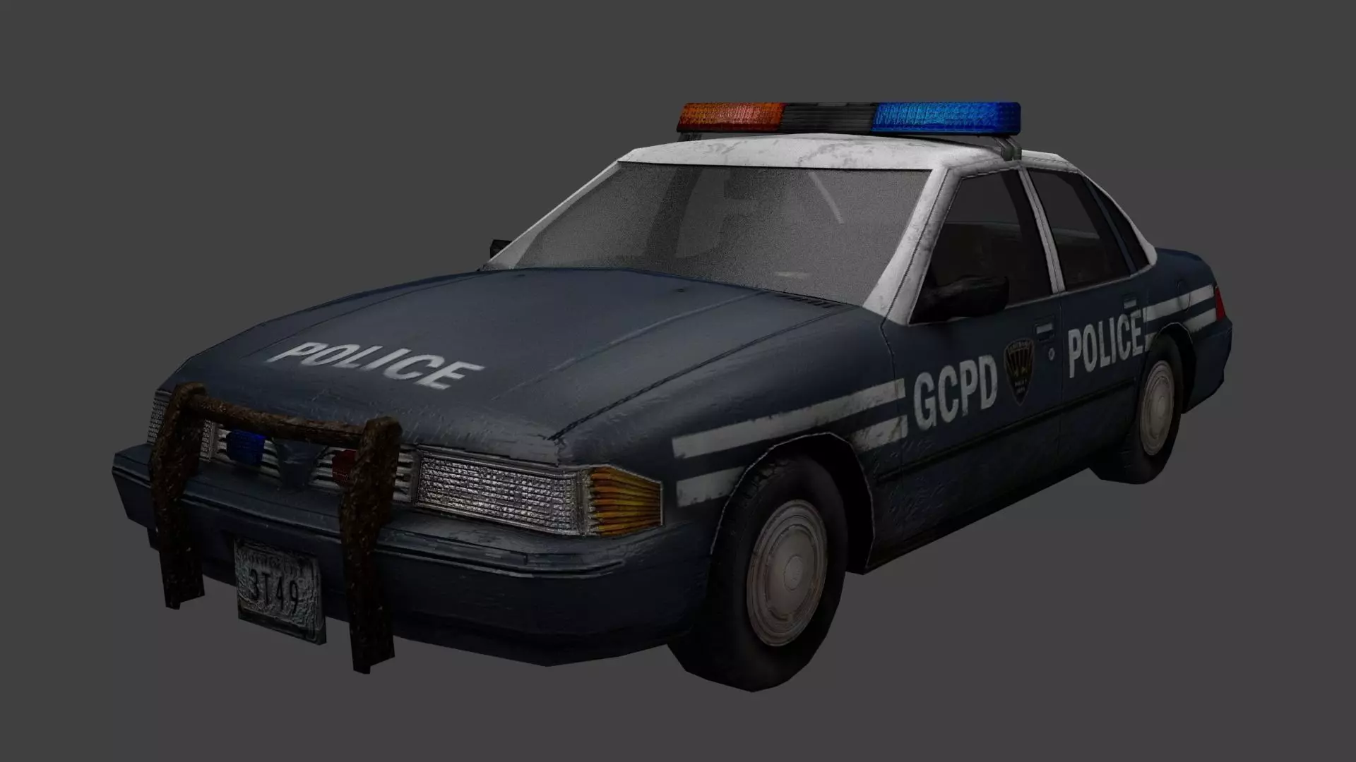 rusty police car  Free low-poly 3D model_0