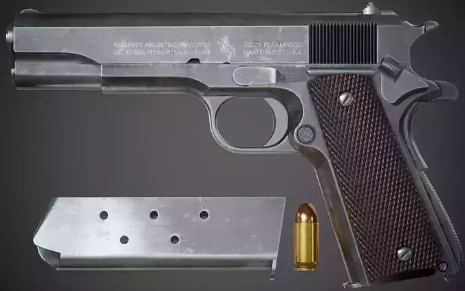 Colt M1911 A1 - PBR Game-Ready Low-poly 3D model