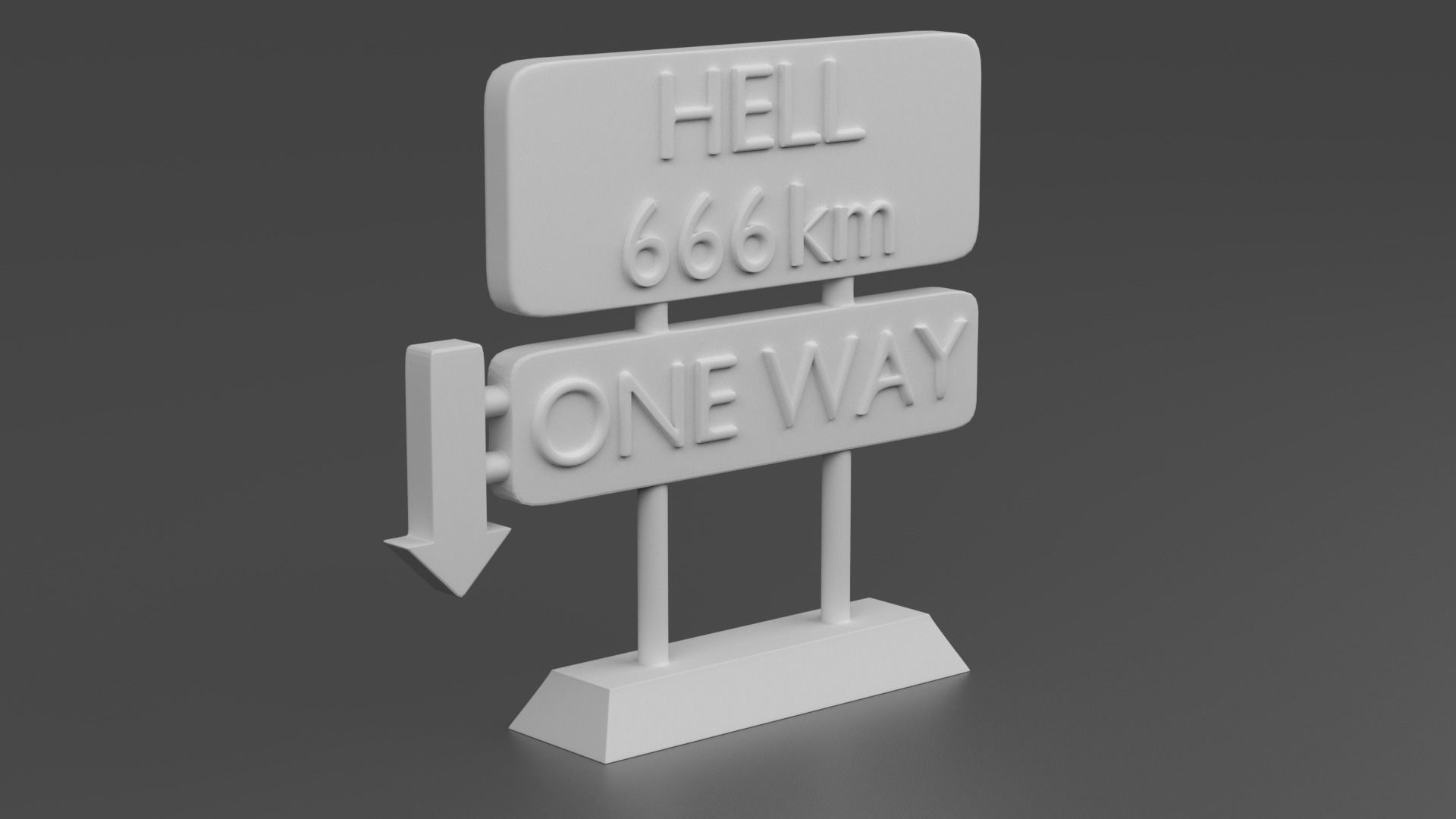 HELL Street sign 3D print model_5