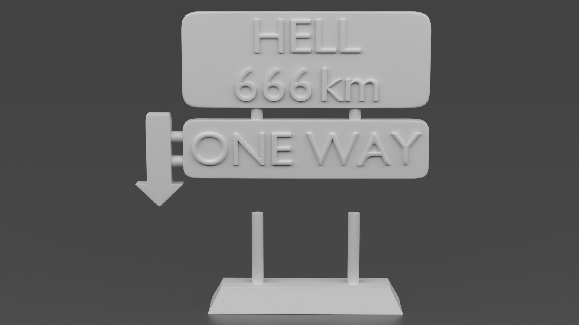 HELL Street sign 3D print model_4
