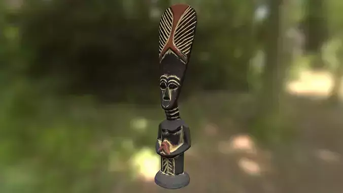 African tribe totem - statue low poly 3D model Low-poly 3D model