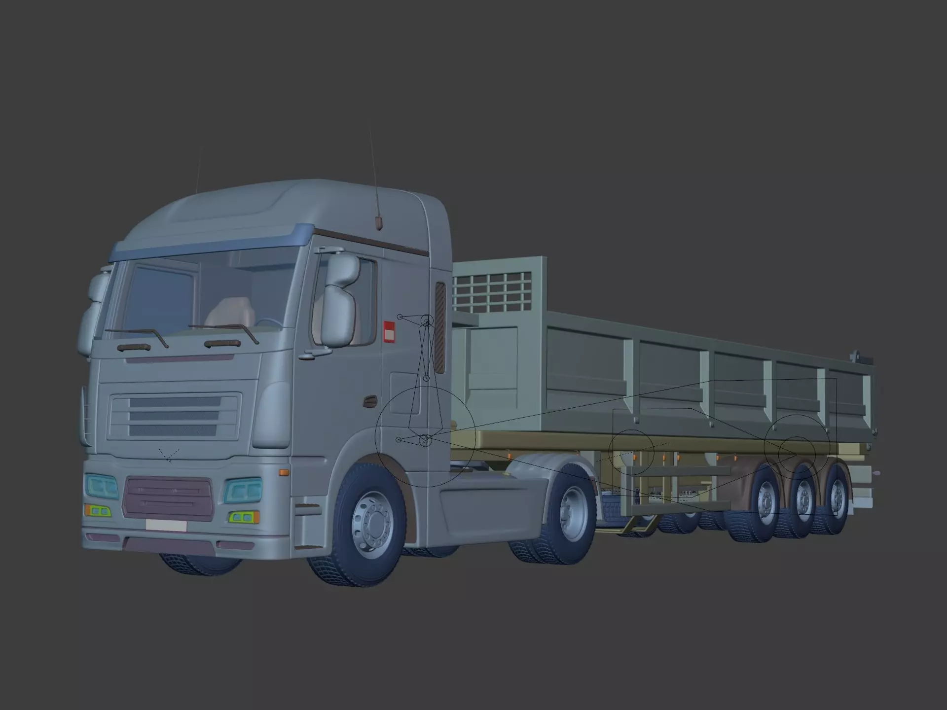 Generic Tipping Trailer - Transfer Dump - Heavy Transport Truck 3D model_1