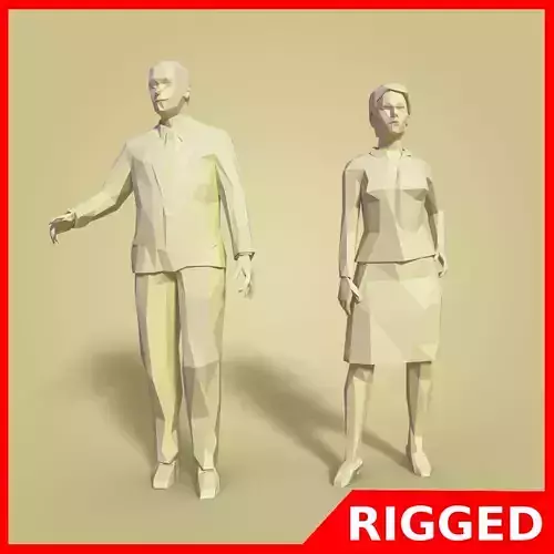 LOW POLY Cartoon Business Man - Woman Low-poly 3D model