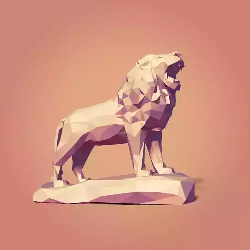 Low Poly Lion Statue  -- Ready for 3D Printing 3D print model