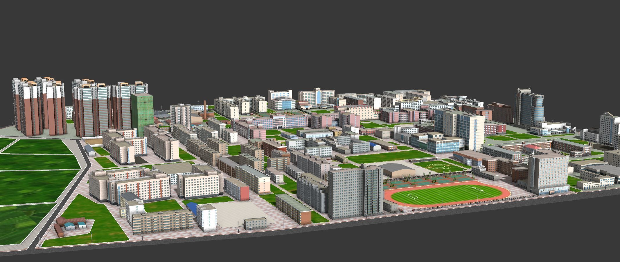Real city  Low-poly 3D model_5