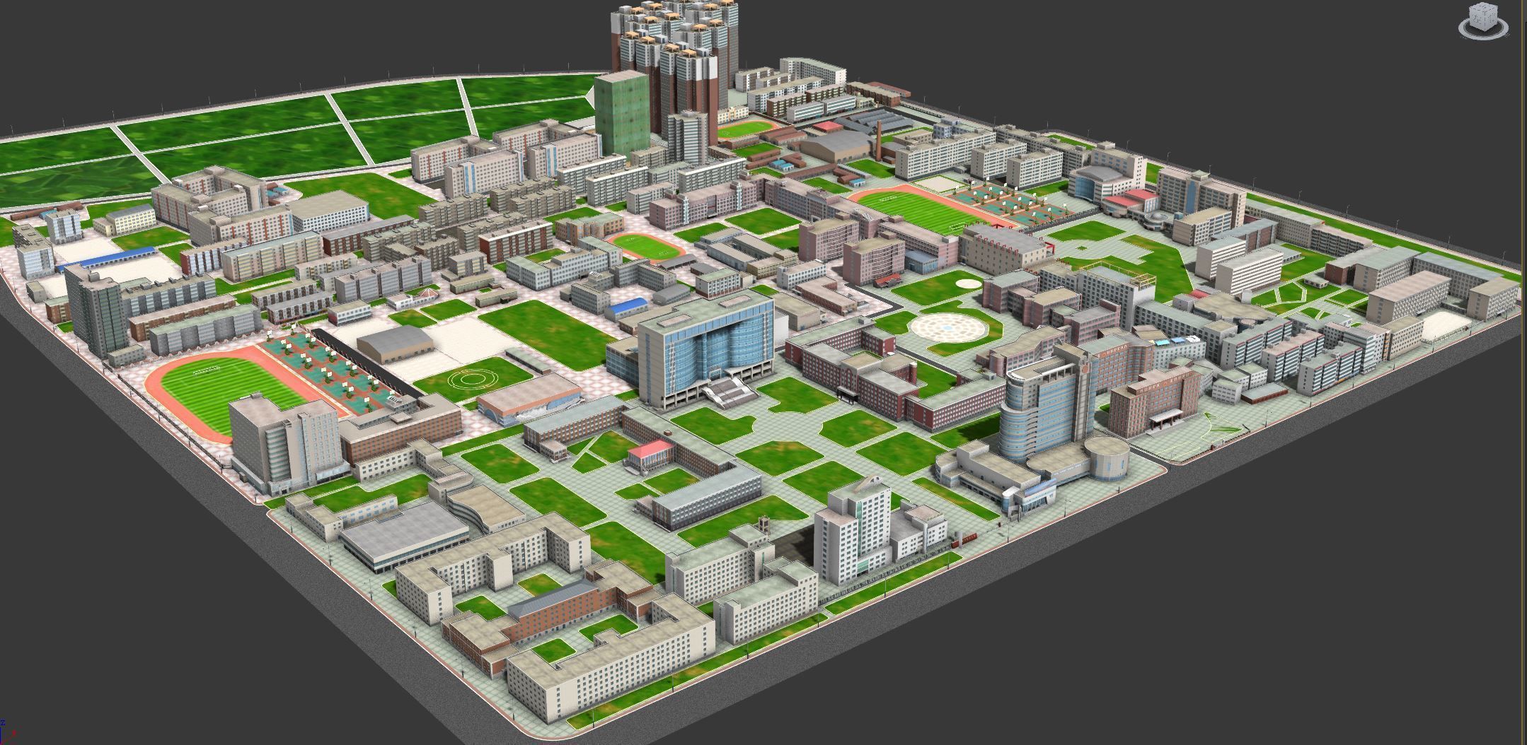 Real city  Low-poly 3D model_1