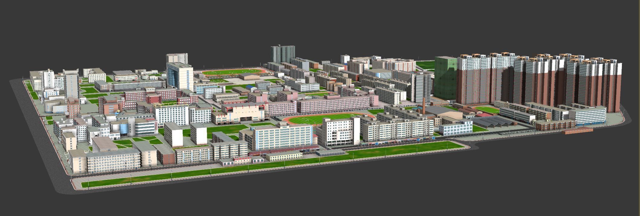 Real city  Low-poly 3D model_3