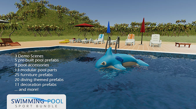 Swimming Pool Environment Pack Low-poly 3D model
