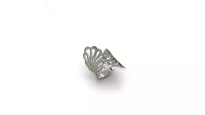Ring 3D print model White gold